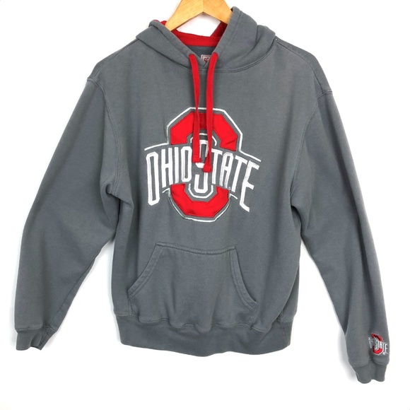 Mens Ohio State Gray Long Sleeve Hoodie Sweatshirt - Picture 3 of 7